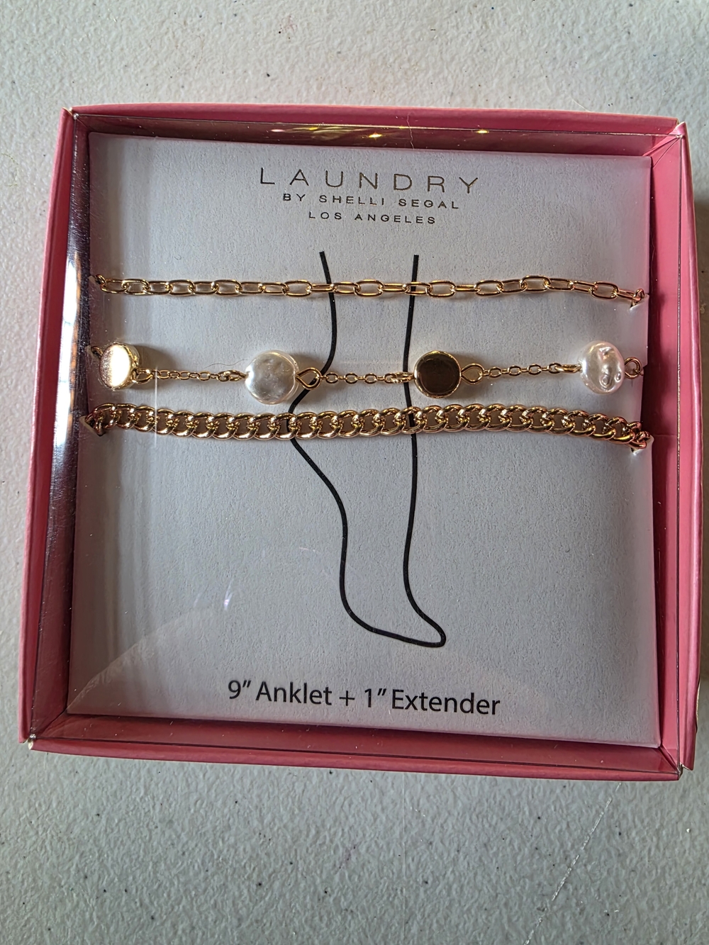 New In Box! Laundry By Shelli Segal Gold Tone Set Of 3 Anklets